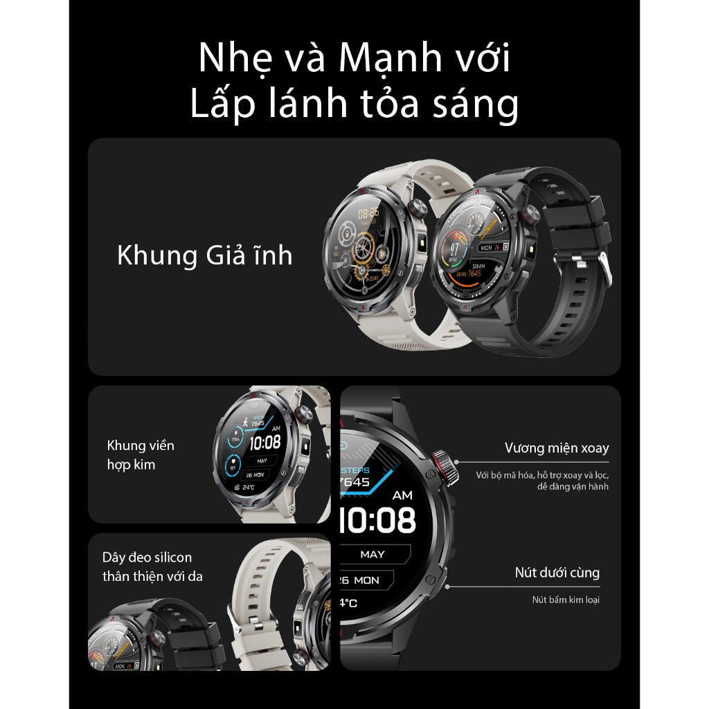 [Bán Chạy] Aolon Tetra R4 Đồng hồ thông minh xịn | GPS | AMOLED | Strava | Theo dõi sức khỏe | Chống nước 1ATM | BigBuy360 - bigbuy360.vn