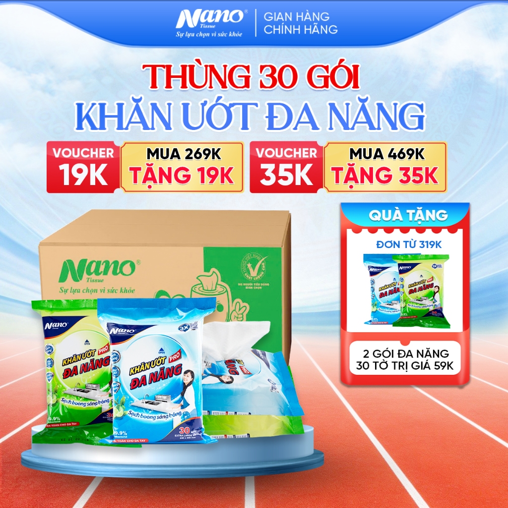 Thùng Khăn Ướt Đa Năng Nano 30 Gói Lau Bếp Và Vật Dụng Gia Đình Nano Tissue