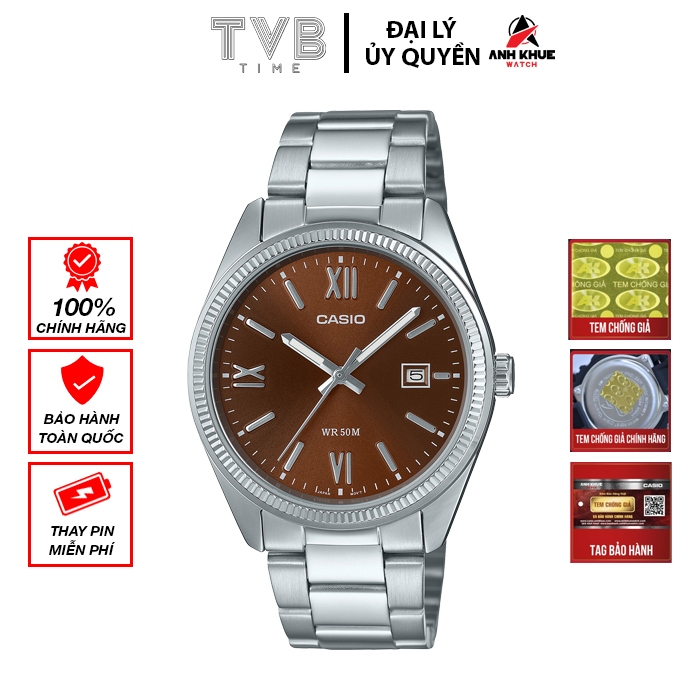 Đồng hồ nam dây kim loại CASIO MTP-1302DD-5AVDF (38mm), hàng chính hãng Anh Khuê - TVB Time