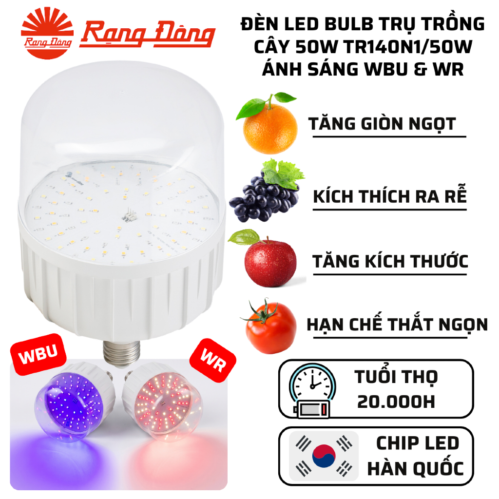 Đèn LED trồng cây Rạng Đông 50W - Model: TR140N1/50W WBU - WR