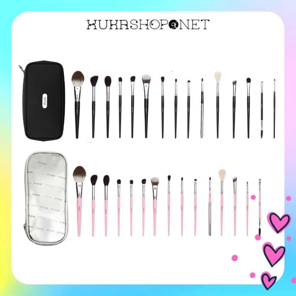 [Bộ cọ Muas 15 cây] Bộ cọ Muas Accessories 15 cây thân đen, hồng và thân gỗ chất lông mền mịn makeup