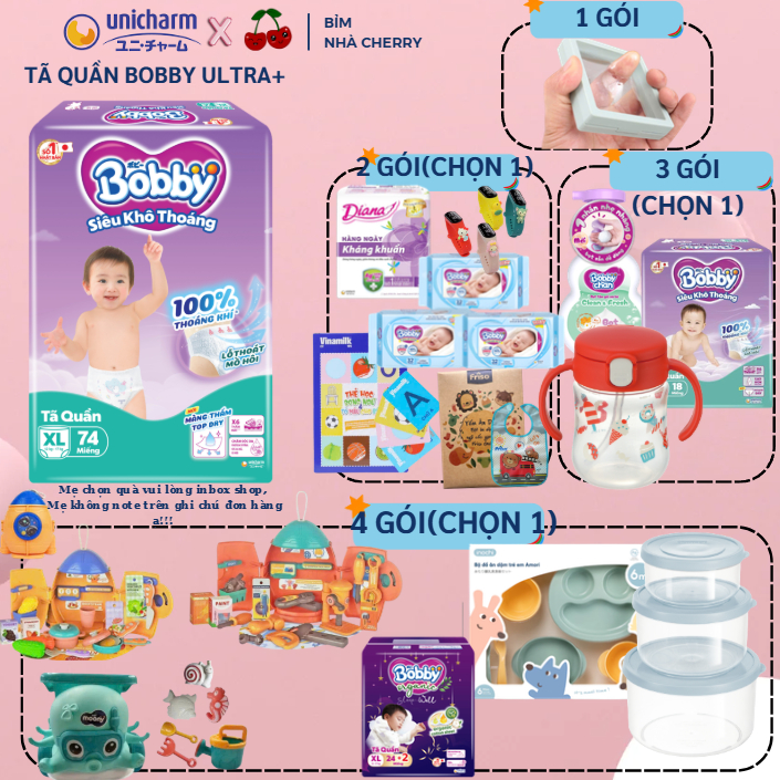 Tã Bỉm quần Bobby Ultra+ siêu khô thoáng/Bobby mở một bên cho bé sơ sinh NB-S gạo non đủ size M96/L8