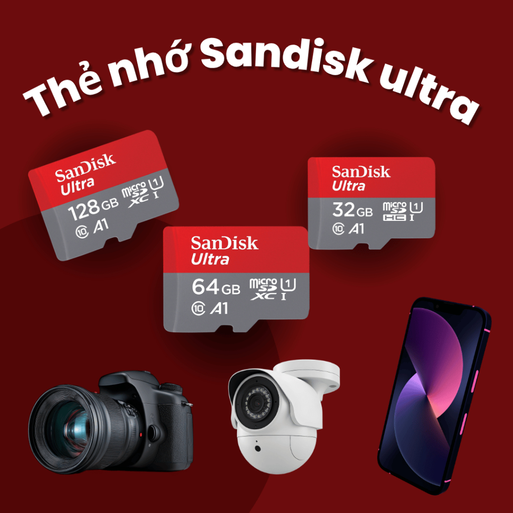 Thẻ Nhớ 64GB SanDisk Ultra MicroSD 100MB/s - Chuyên Dụng Camera Wifi Yoosee, Ezviz, Imou, Camera Hàn