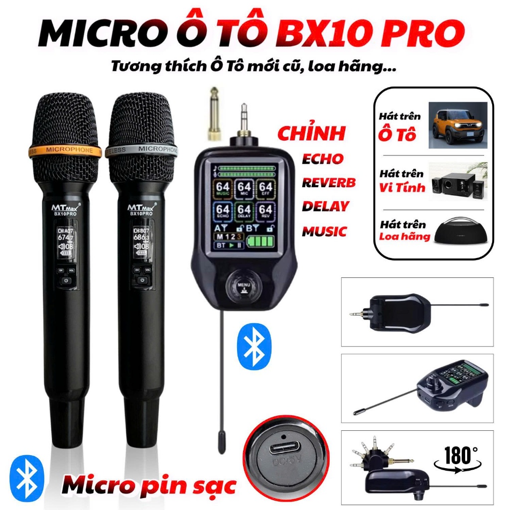Micro Pin sạc tiện lợi BX8 Pro - Tích hợp sóng UHF siêu cao, cho âm thanh ổn định