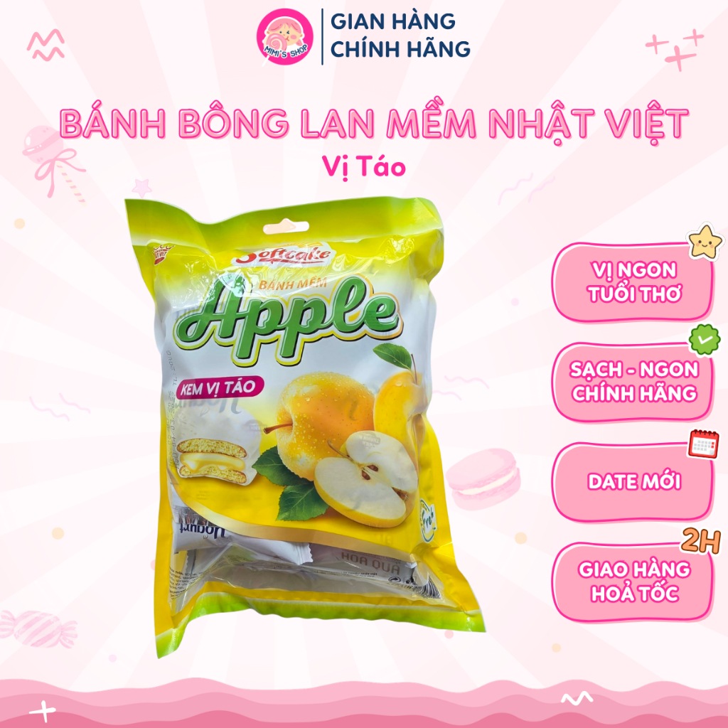 (Sỉ) Một Thùng Bông Lan Mềm Sữa Chua Vị Táo (Thùng 24 Gói - Gói 200gr) Date Mới | Mimi's Shop