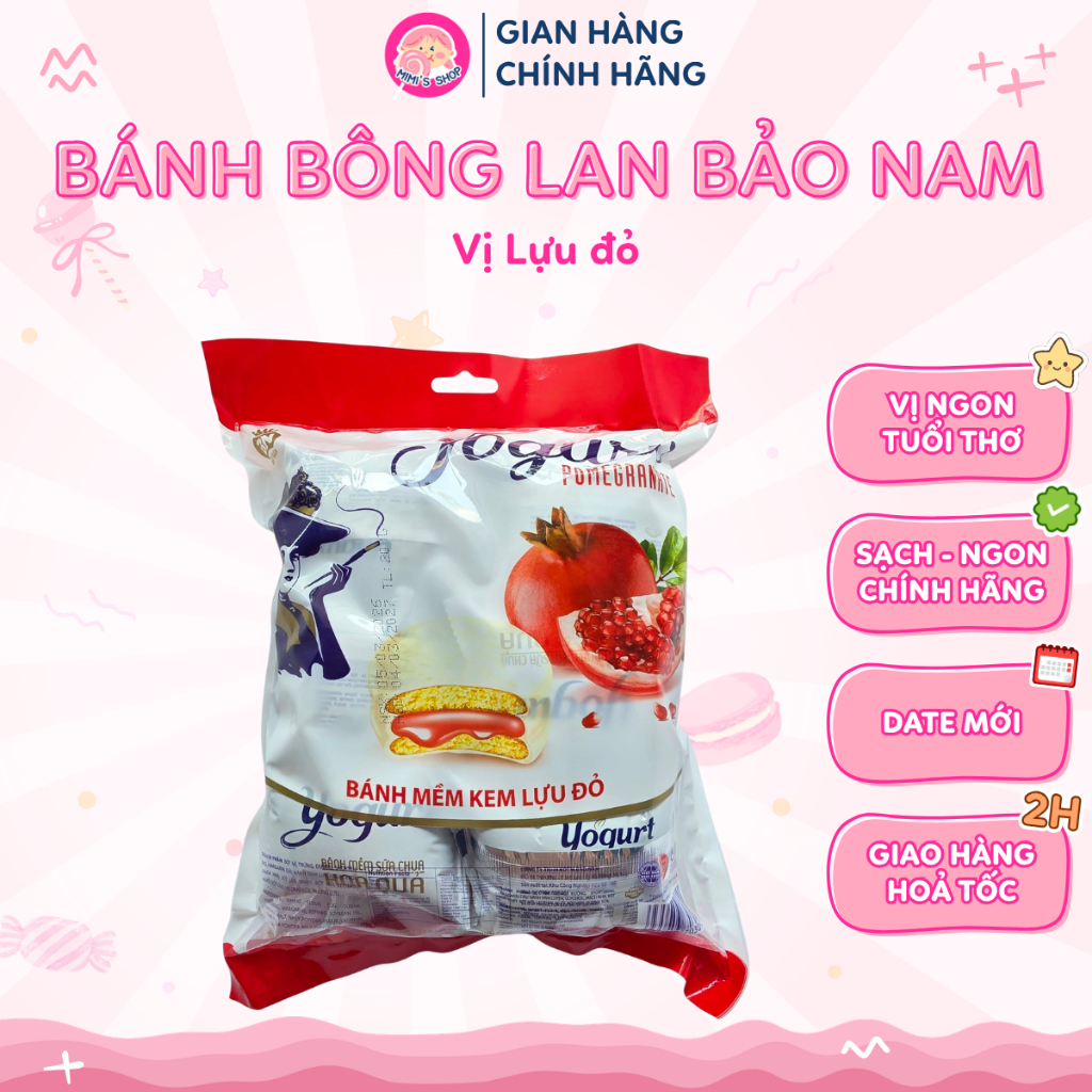 (Sỉ) Thùng Bánh Bông Lan Mềm Sữa Chua Vị Lựu Đỏ (Thùng 24 Gói - Gói 200gr) | Mimi's Shop