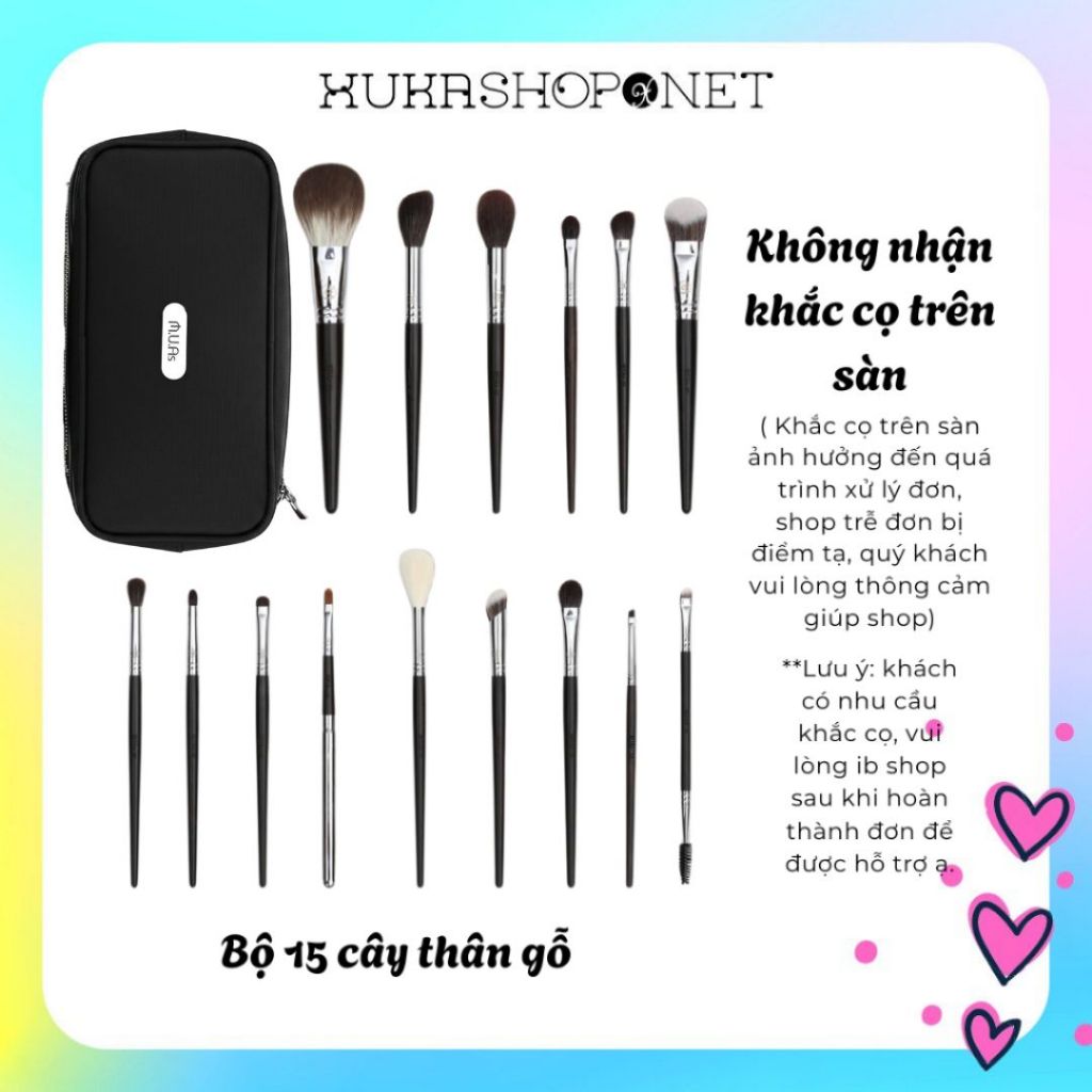 [Bộ cọ MUA][15 cây thân gỗ] Bộ cọ Mua Accessories thân gỗ 15 cây chất lông mền mịn