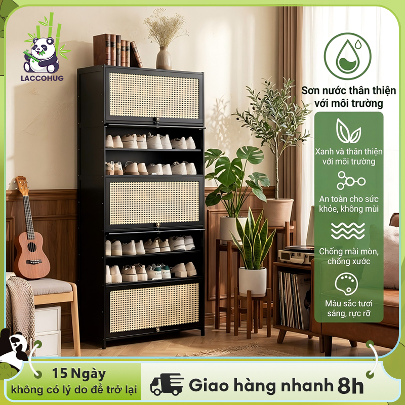 LACCOHUG Tủ Giày Tủ Đựng Giày Tre Tự Nhiên Đa Tầng 6-11 Tầng Thông Thoáng Chống Ẩm Chống Bụi
