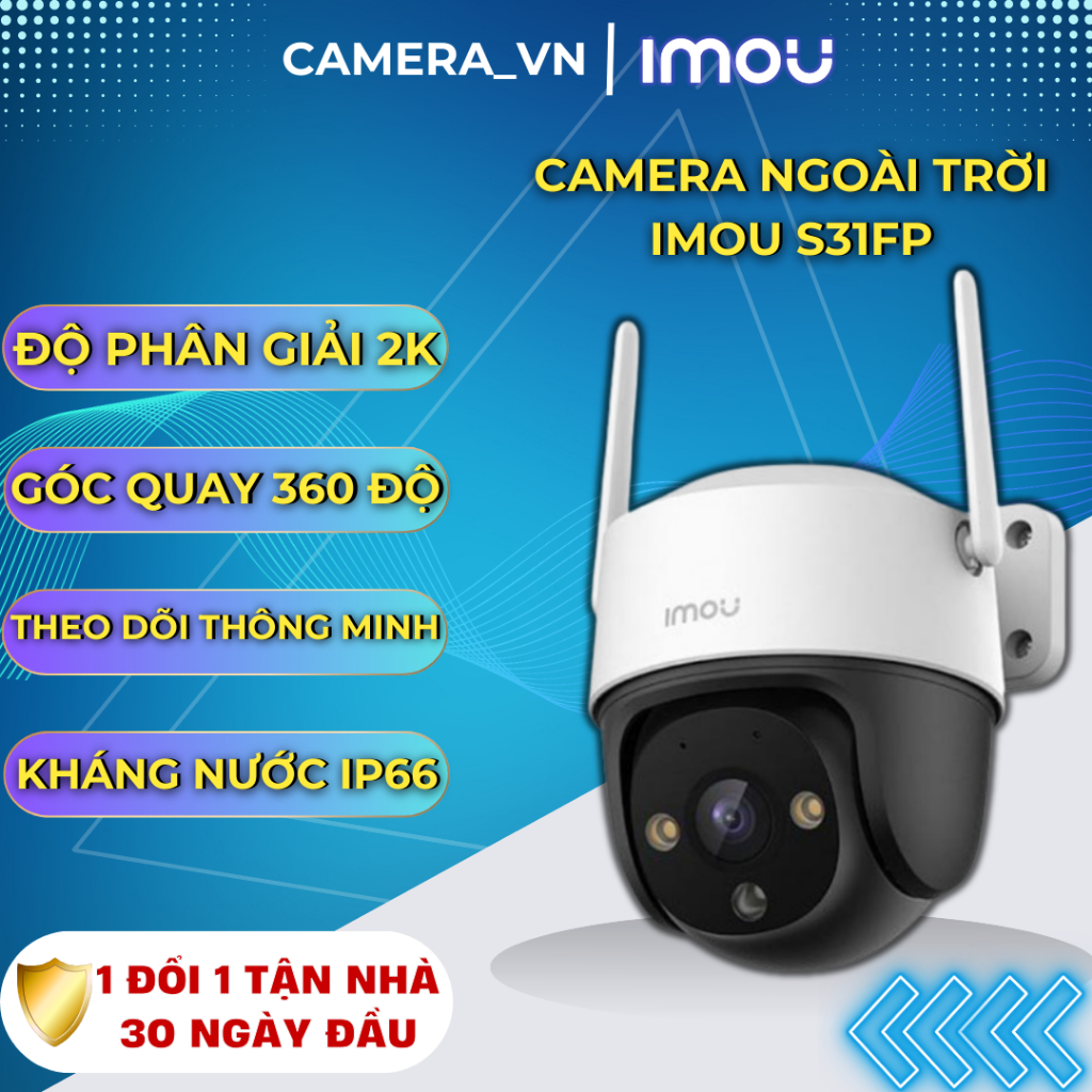 Camera Ngoài Trời Imou S31FP, Độ Phân Giải 2K-3MP Tích Hợp Báo Động, Có Màu Ban Đêm kết nối wifi