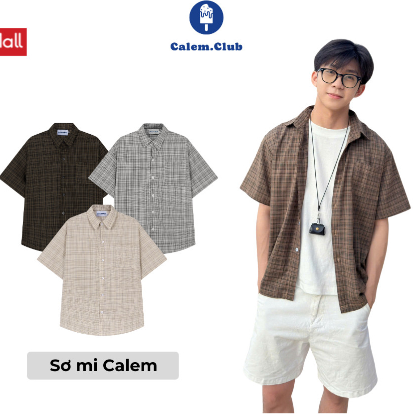 CHÍNH HÃNG Calem.Club - Áo sơ mi tay ngắn Checked Shirt form rộng hoạ tiết kẻ caro năng động trẻ tru