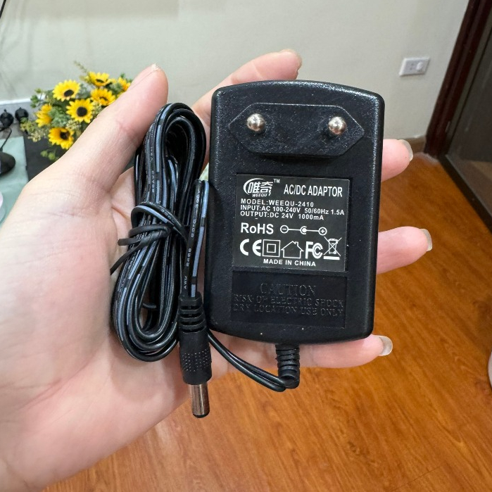 🔥 Adapter 24V 1A (1000mA) | Nguồn 24V–1A Chân DC 5.5mm – Loại Tốt, Ổn Định, Bền Lâu