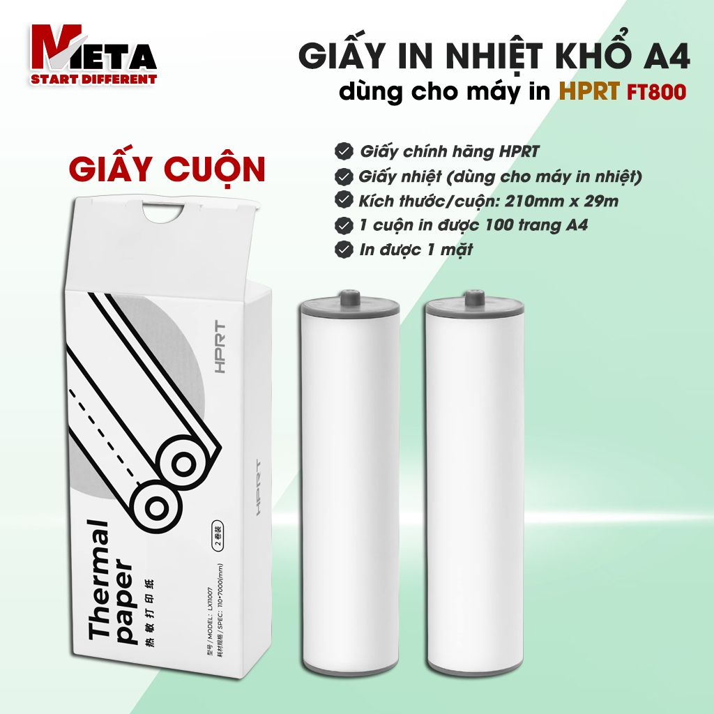 Giấy In Nhiệt Loại Cuộn Khổ A4 - Sử dụng cho máy in HPRT FT800 (Giấy chính hãng HPRT)