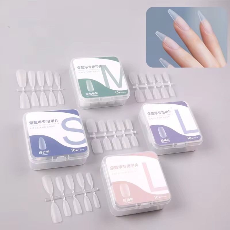 100 Cái / hộp Miếng Dán Móng Tay Giả Giáp Trong Suốt Siêu Mỏng Và Không Dấu Vết Móng Tay Nối Dài DIY Salon Mới