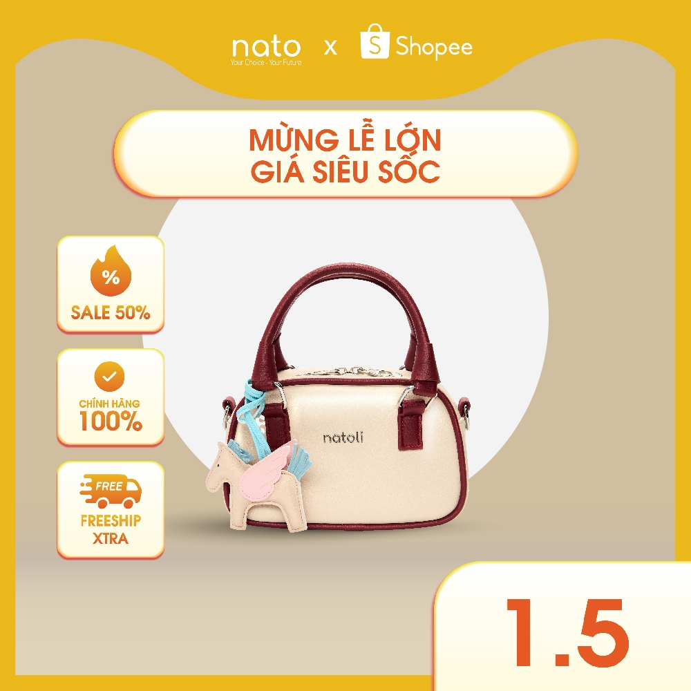 Túi đeo chéo da nam nữ NATOLI, túi xách cầm tay nam nữ chống nước cao cấp BST Color-Block Crossbody Bag T39