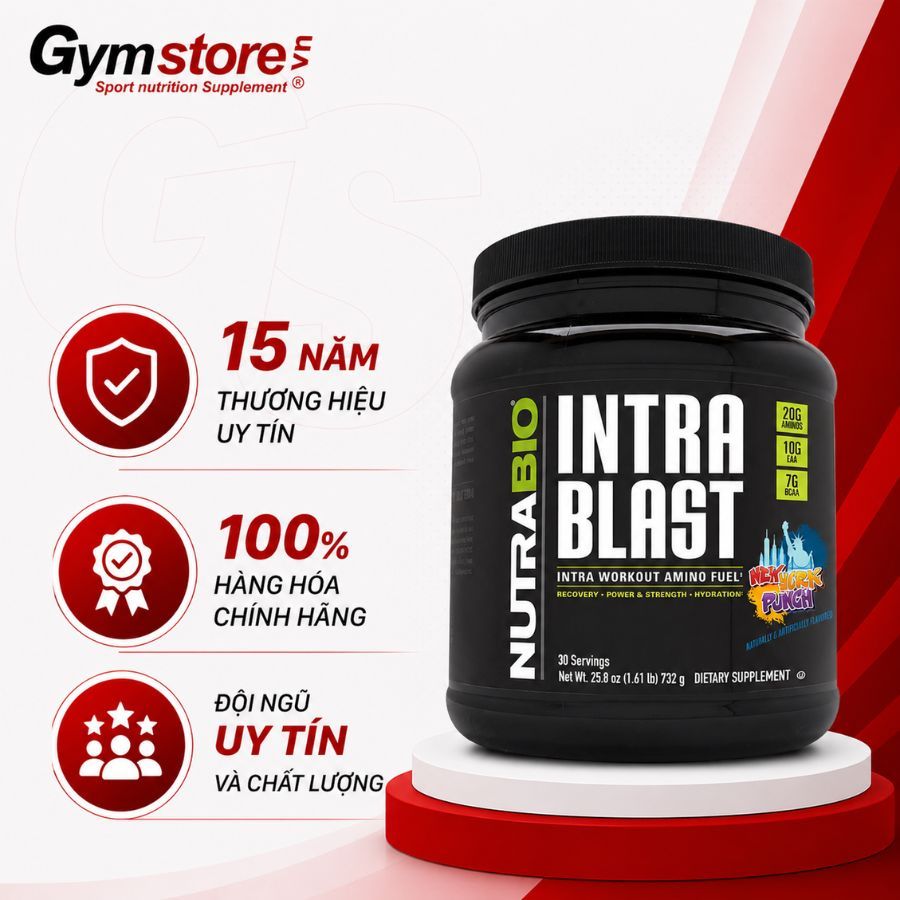 Bột hỗ trợ phục hồi NutraBio Intra Blast, ngăn ngừa dị hóa cơ - Gymstore