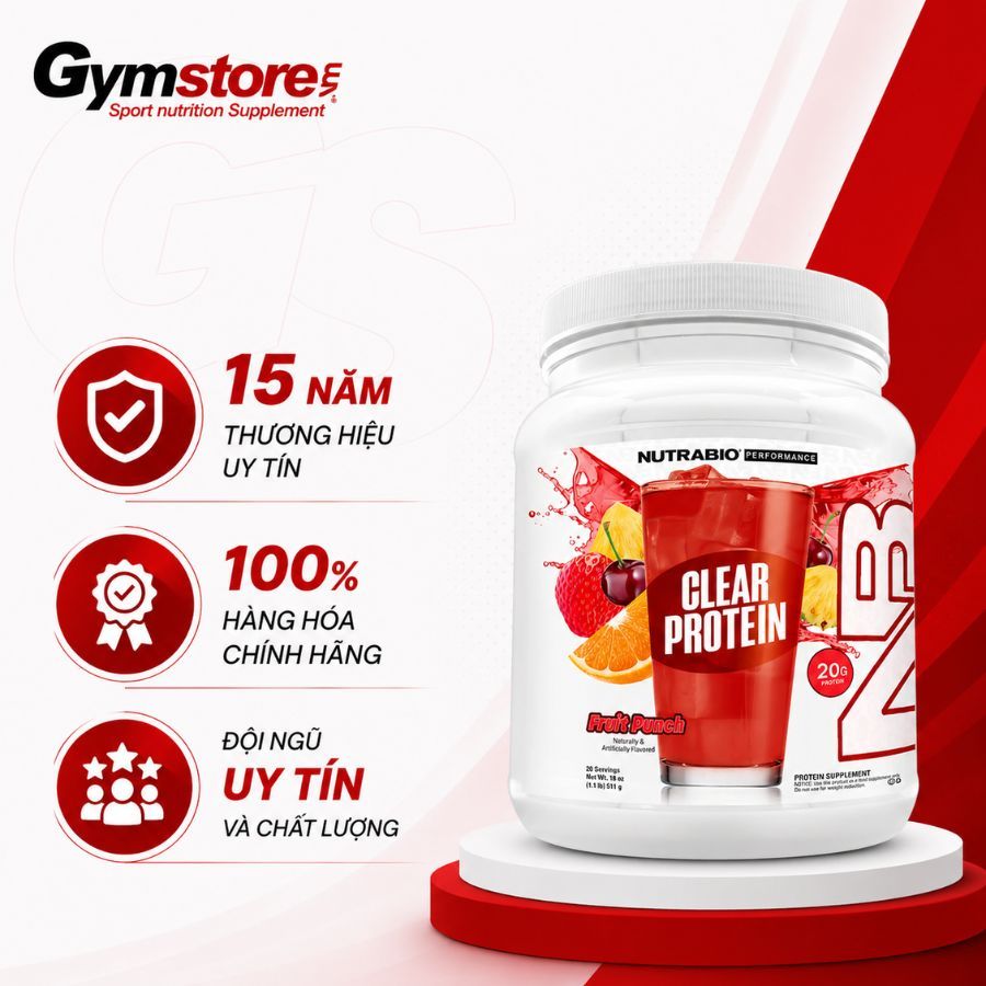Bột tăng cơ Whey Protein Clear Whey Isolate ( 20 servings ) hương vị hoa quả