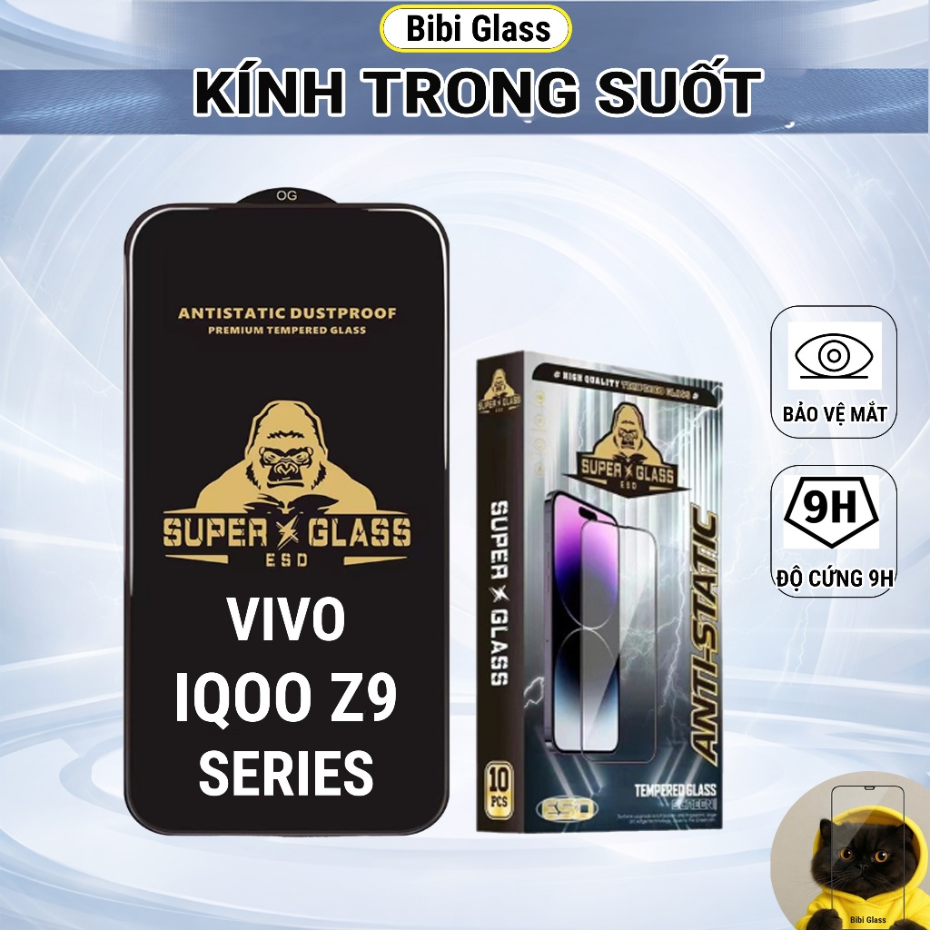 Cường lực iQoo Z9 Turbo, Z9 5G, Z9x, Z9 Lite Plus trong suốt full màn dán kính bảo vệ màn hình Vivo