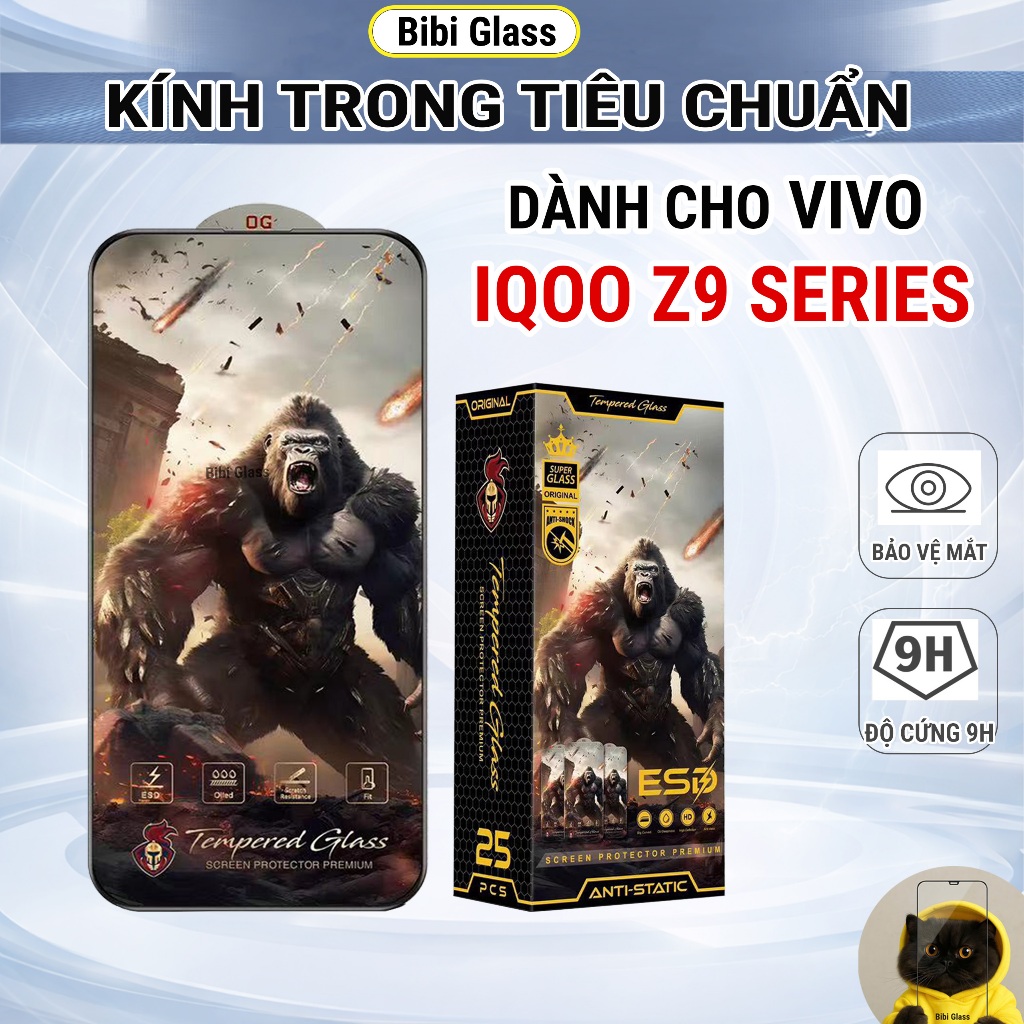 Kính cường lực iQoo Z9 Turbo, Z9 5G, Z9x, Z9 Lite/Plus chiến binh full màn bảo vệ màn hình đt bibi