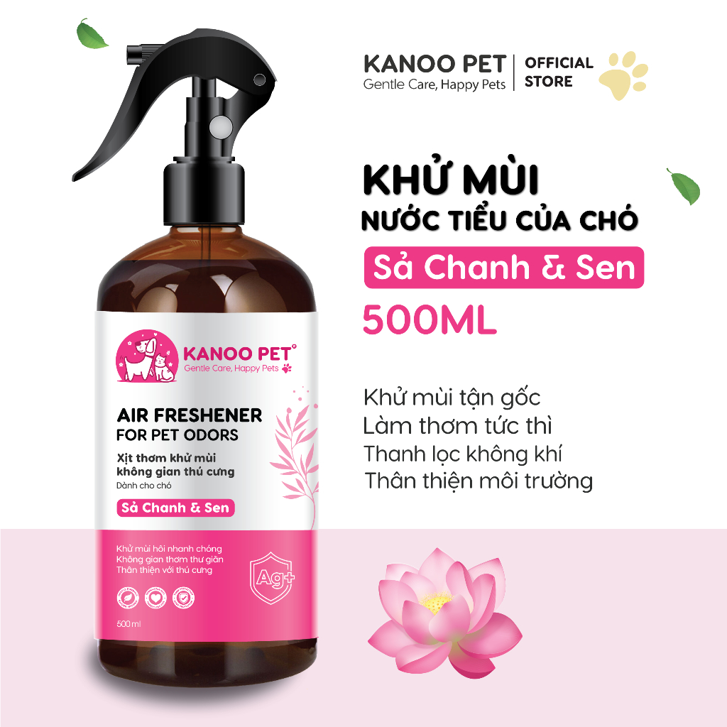 Xịt thơm khử mùi nước tiểu chó Kanoo Pet - Sả Chanh & Sen 500ml