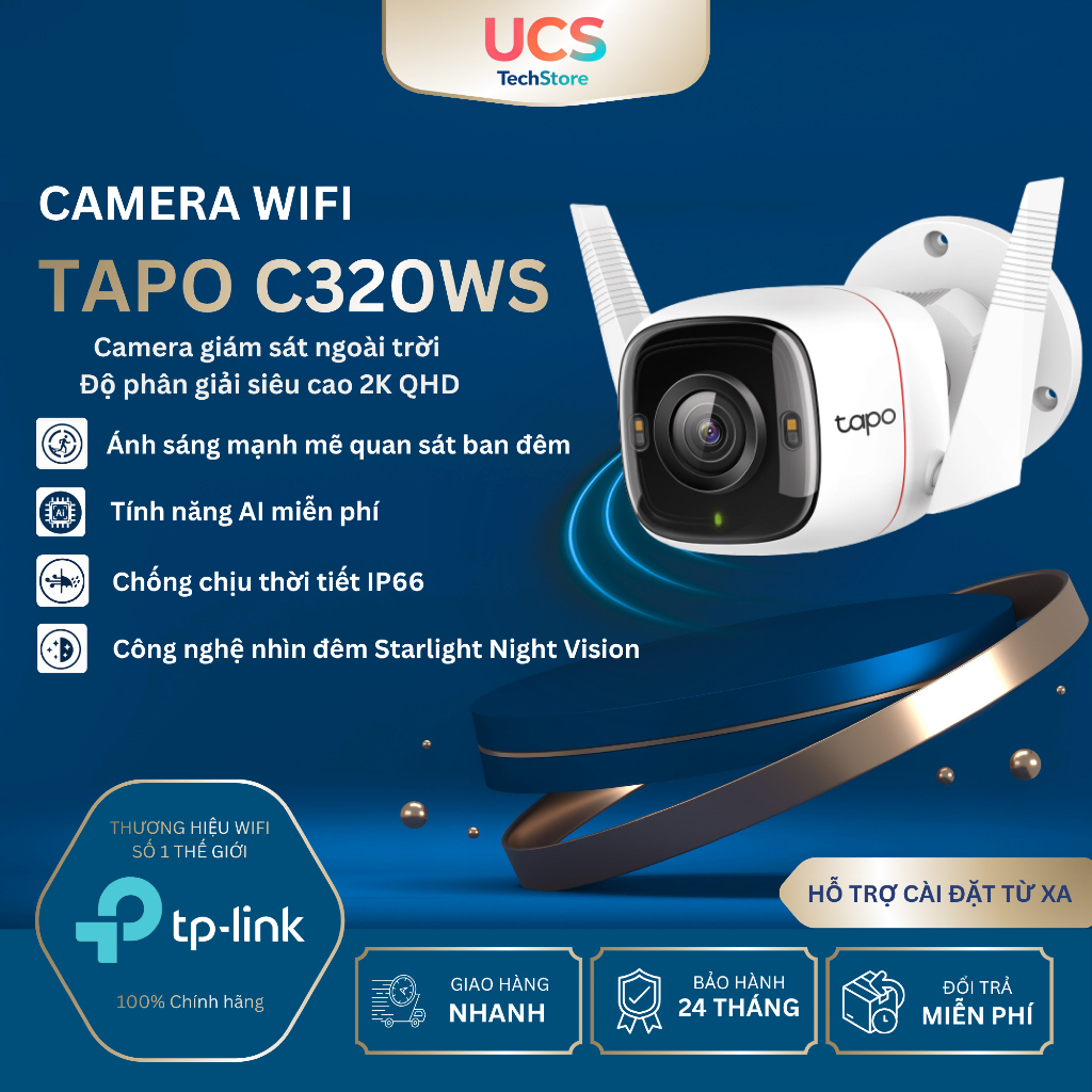 Camera WiFi Ngoài Trời TP-Link Tapo C320WS 2K QHD – IP66, Nhìn Đêm Có Màu
