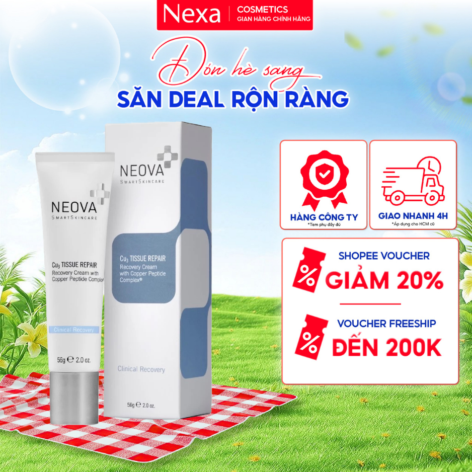 Kem dưỡng phục hồi Cu3 Tissue Repair cream Neova giúp phục hồi da hư tổn sau laser, meso, bỏng 60ml