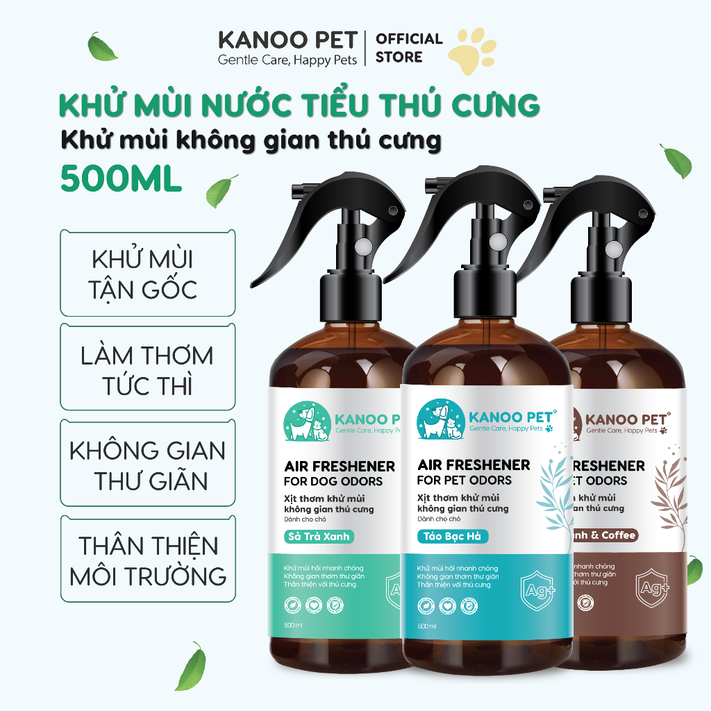 Xịt khử mùi nước tiểu chó mèo Kanoo Pet - khử mùi hôi khai, làm thơm nhanh, hỗ trợ pet đi vệ sinh đú