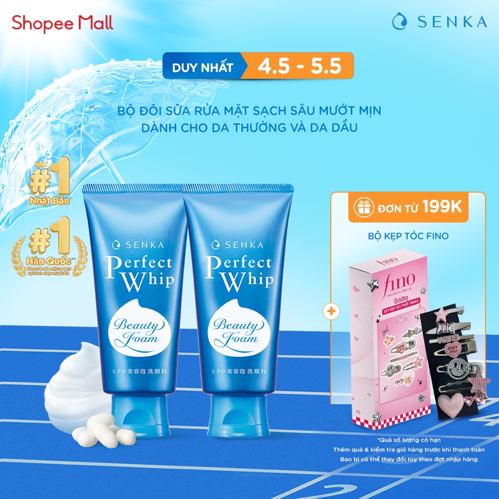 Bộ 02 Sữa rửa mặt mướt mịn sạch sâu SENKA PERFECT WHIP 120g/chai