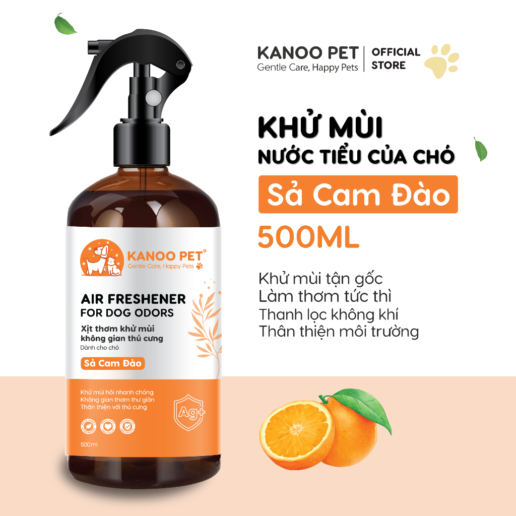 Xịt khử mùi nước tiểu cho Chó Kanoo Pet, hương Sả Cam Đào