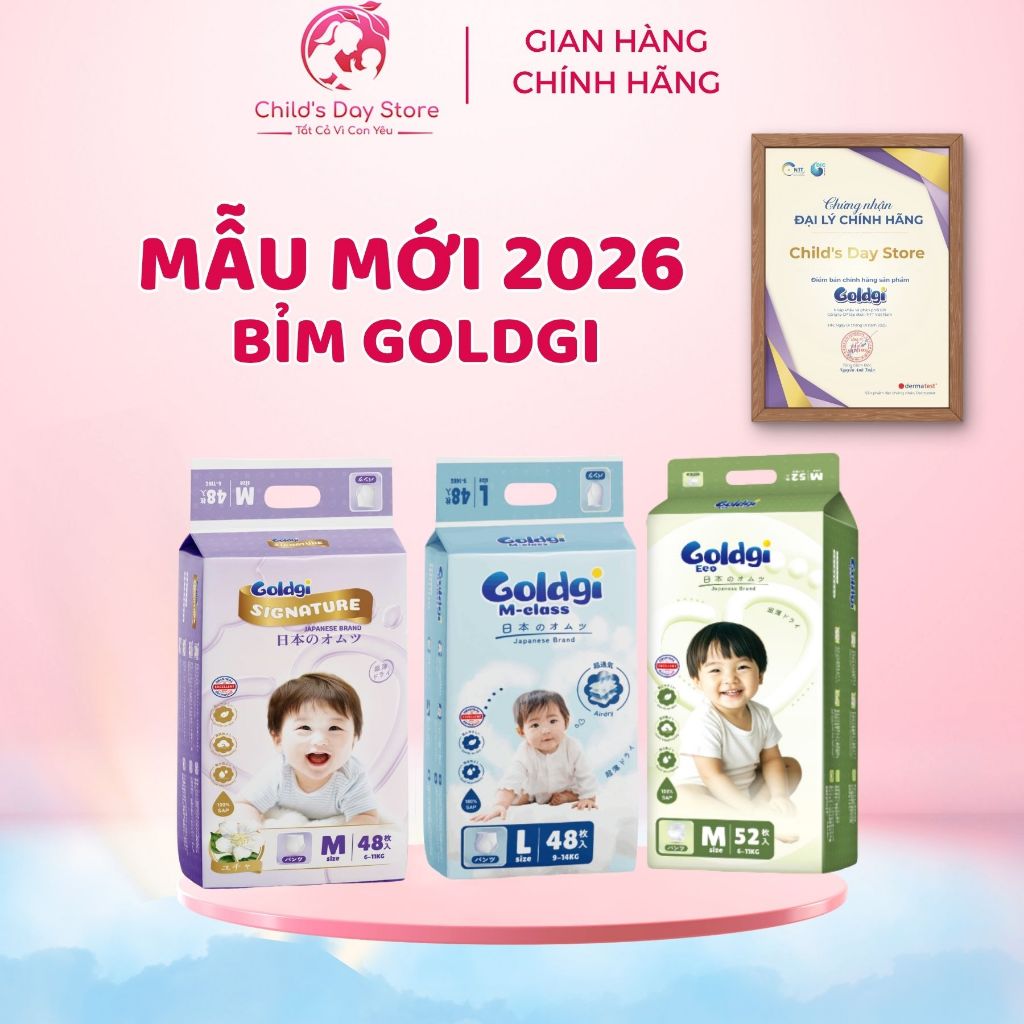 [Goldgi Mẫu Mới 2026] Bỉm Goldgi Signatrue, Goldgi M-Class, Goldgi Eco Cải Tiến Đủ Size Dán/Quần Cho