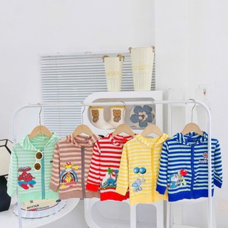 KIM043 Áo khoác thun lạnh (9-31kg) vải sọc dệt mềm mịn thoáng mát cho bé trai bé gái mặc đi nắng