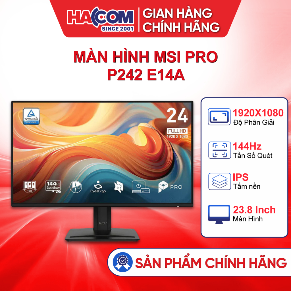 Màn Hình MSI PRO MP242/MP273 E14A (23.8inch/27inch/FHD/IPS/144Hz/1ms/Loa) - BH 24 Tháng HACOM PC