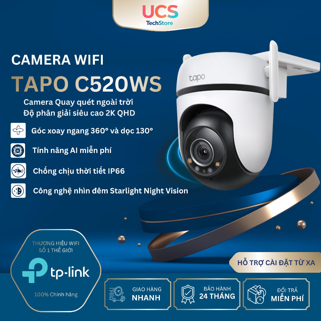 Camera WiFi Ngoài Trời TP-Link Tapo C520WS 2K – Quay 360°, AI, IP66