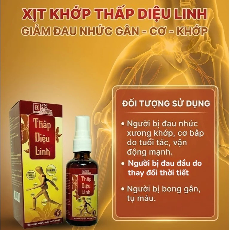 Xịt Xoa Bóp Thấp Diệu Linh 50Ml Giảm Đau Cơ Xương Khớp | Đau Lưng Vai Gáy | Bong Gân Giãn Cơ