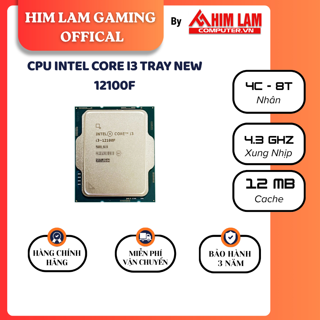 Linh Kiện Máy Tính Chíp CPU Intel Core i3 12100F / 13100F / 14100F TRAY Bảo Hành 3 Năm Chính Hãng