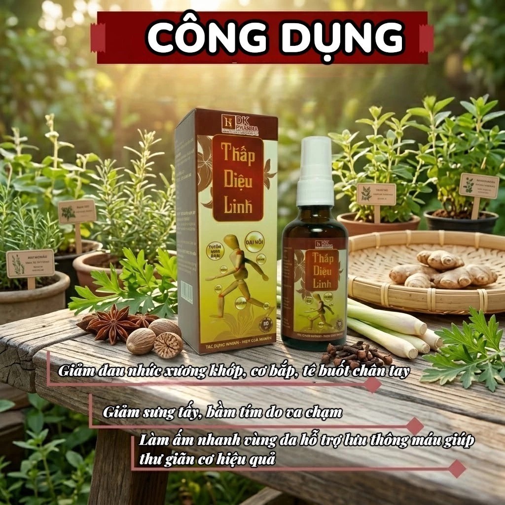 Xịt Xoa Bóp Thấp Diệu Linh 50Ml Giảm Đau Cơ Xương Khớp | Đau Lưng Vai Gáy Tê Bì Chân Tay.