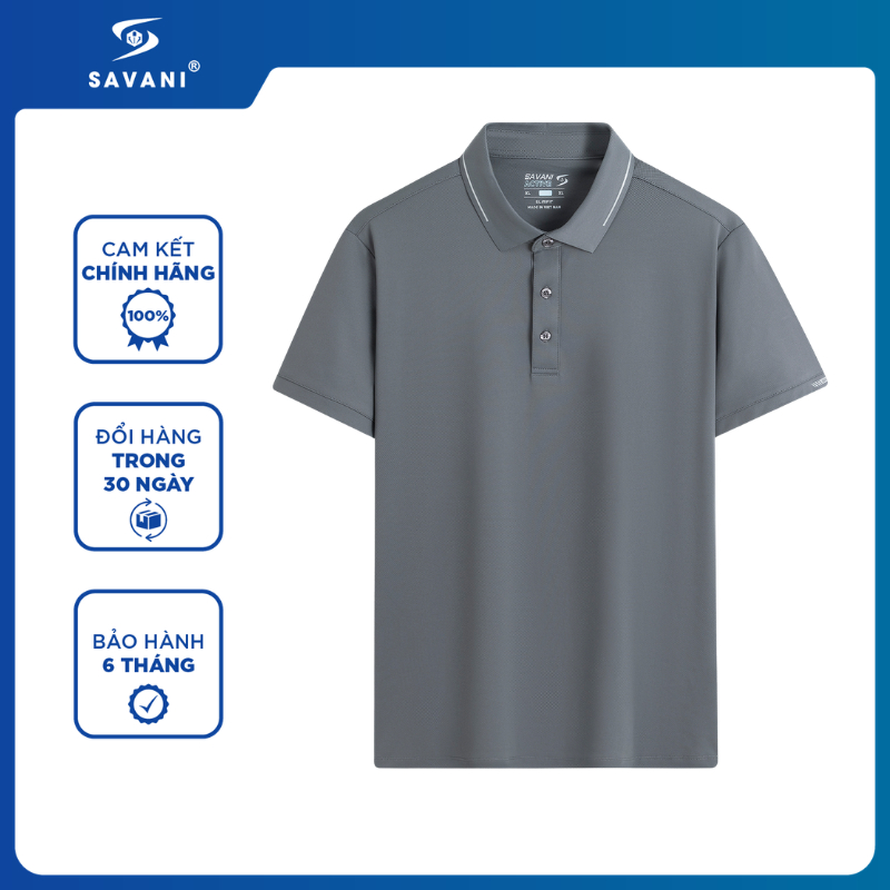 Áo Thun Polo Nam SAVANI Thiết Kế Cổ Ép Phối Viền,  Áo Polo Nam Dáng Thể Thao Cao Cấp MPSA163S6