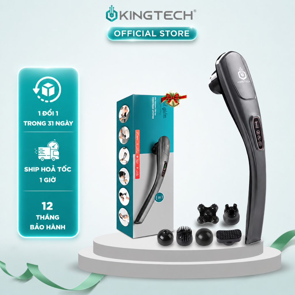 Máy Massage Cầm Tay KINGTECH KT-1768 Matxa Toàn Thân, Chuyên Sâu Vai, Lưng, Chân Tay Giảm Đau Nhức C