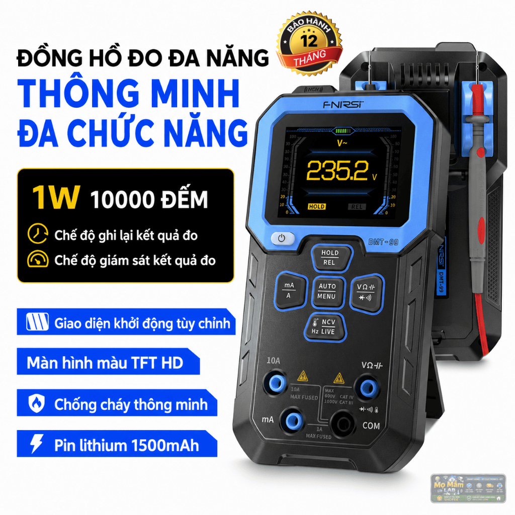 Đồng Hồ Vạn Năng FNIRSI DMT-99, Màn Hình Màu TFT 2.4inch, Tự Động Nhận Diện, Đo AC/DC, NCV, Nhiệt Độ