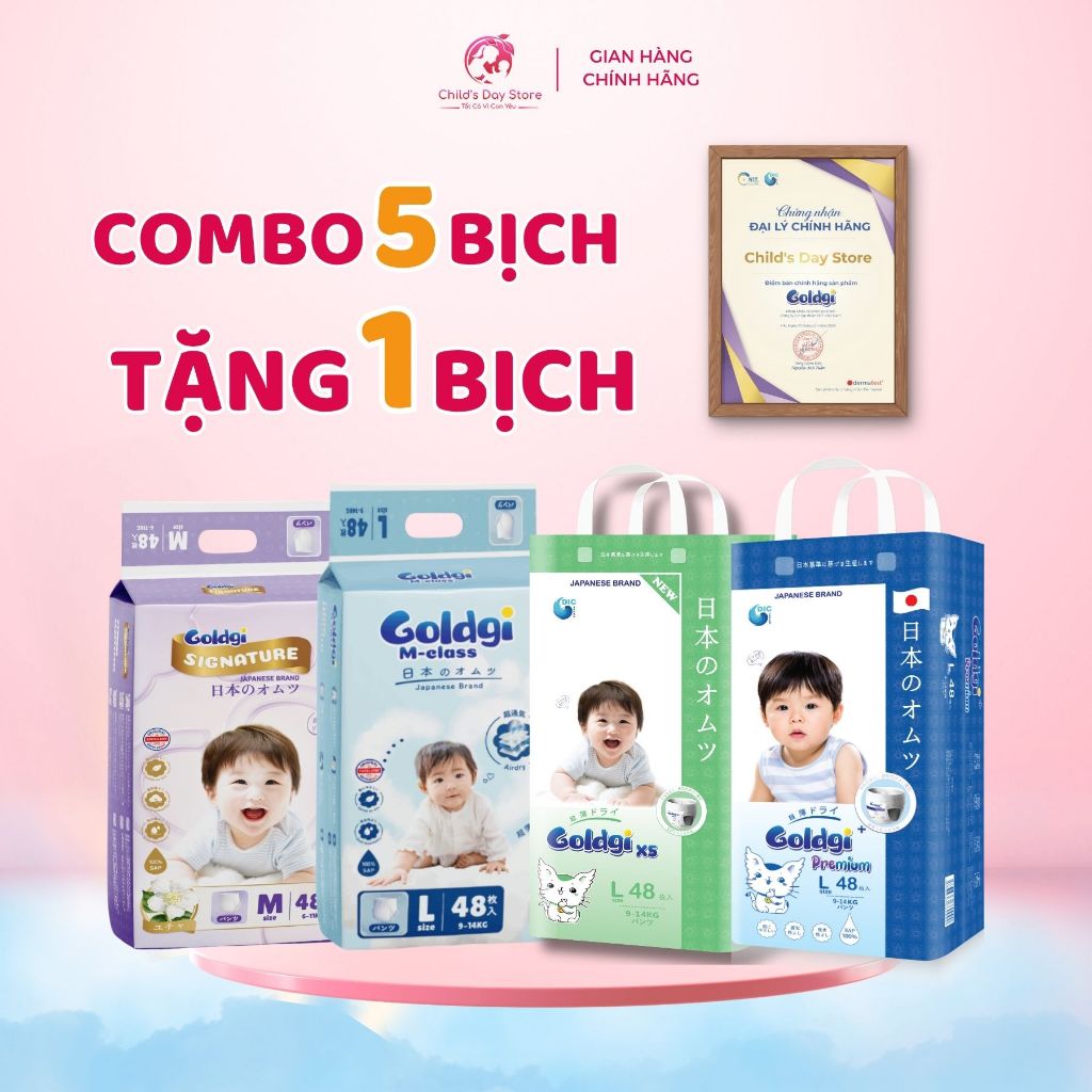 [MUA 5 TẶNG 1] Bỉm Goldgi Nhật Goldgi+ Premium, Goldgi X5, Goldgi Signatrue, Goldgi M-Class