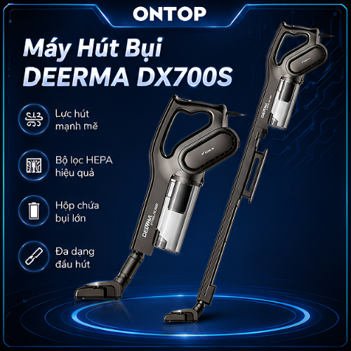 Máy Hút Bụi Deerma DX700S Lực Hút Lốc Xoáy 15000Pa, Thiết Kế Tản Nhiệt, Bảo Hành 12T - ONTOP VIETNAM