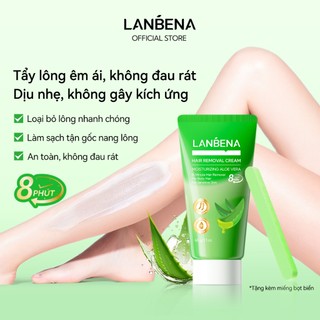 LANBENA Kem tẩy lông nha đam-(60g)- hỗ trợ tẩy lông nhanh chóng dịu nhẹ, sạch gốc nang lông, tẩy lông chân tay