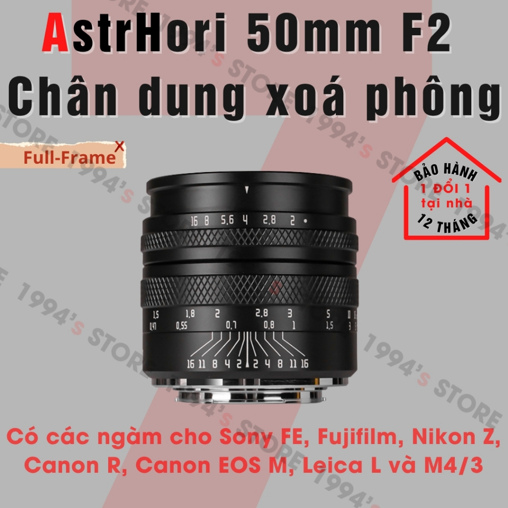 Ống kính AstrHori 50mm F2 Full-Frame - Lens chân dung cho SonyE, Nikon Z, Canon RF, Canon M, Fujifil
