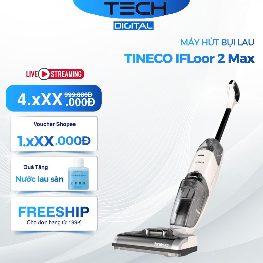 [Hỏa Tốc 2H] Máy Hút Bụi Lau Sàn Tineco IFloor 2 Max - Dễ Dàng Di Chuyển