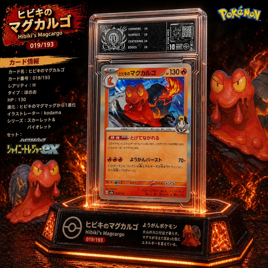 Thẻ slab Hibiki's Magcargo 019/193 Japanese hlolo Pokemon grading chinh hang bandai d89 17 PSA