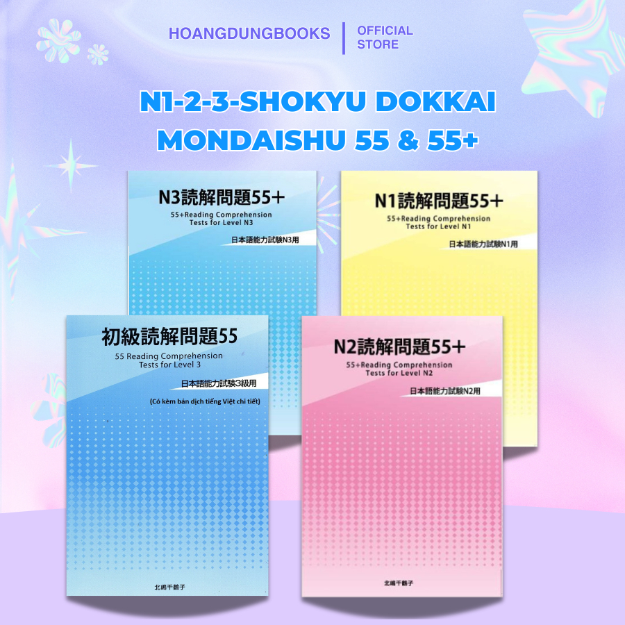 Sách tiếng Nhật - N3 Dokkai mondaishu 55+ (55 bài đọc hiểu N3)