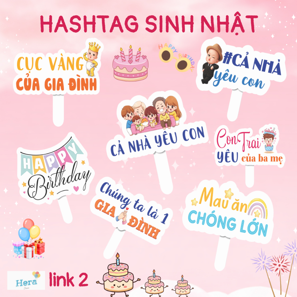 (MÃ SỐ 51-100) Hashtag Cầm Tay Sinh Nhật Giá Rẻ - Hashtag Sinh Nhật