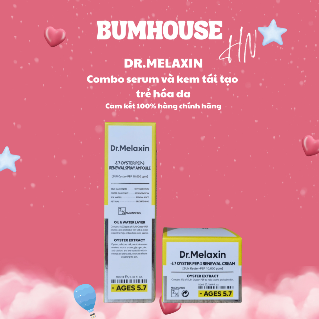 COMBO Serum dạng xịt Dr.Melaxin Oyster Pep-3 Renewal Spray Ampoule 100ml & Kem Ages 5.7 Oyster Pep-3