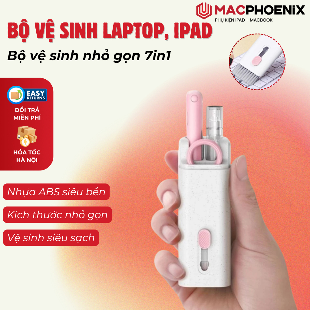 Bộ vệ sinh Laptop, Macbook, Ipad Đa Năng 7 in 1 Vệ Sinh Sạch Bàn Phím, Tai Nghe, Airpod Nhỏ Gọn V01