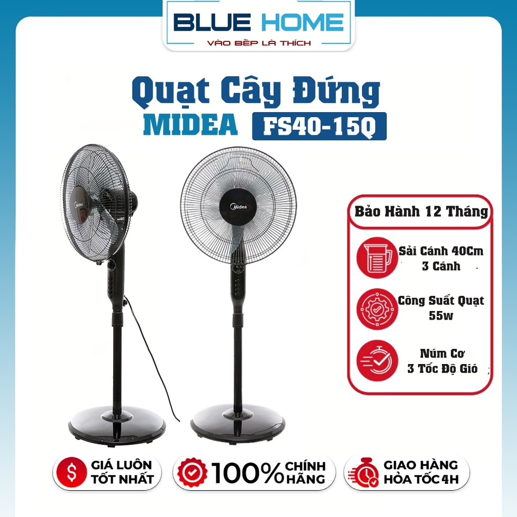 Quạt Đứng Midea FS40-15Q – 50W, 5 Cánh 40cm, Làm Mát Mạnh, Êm Ái