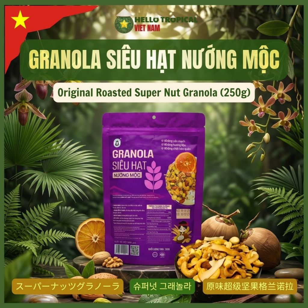 [15.05] Granola Siêu Hạt Nướng Mộc Cô Gái BH.Nông Túi 250g - Ngũ Cốc Ăn Kiêng Healthy, Giàu Dinh Dưỡ